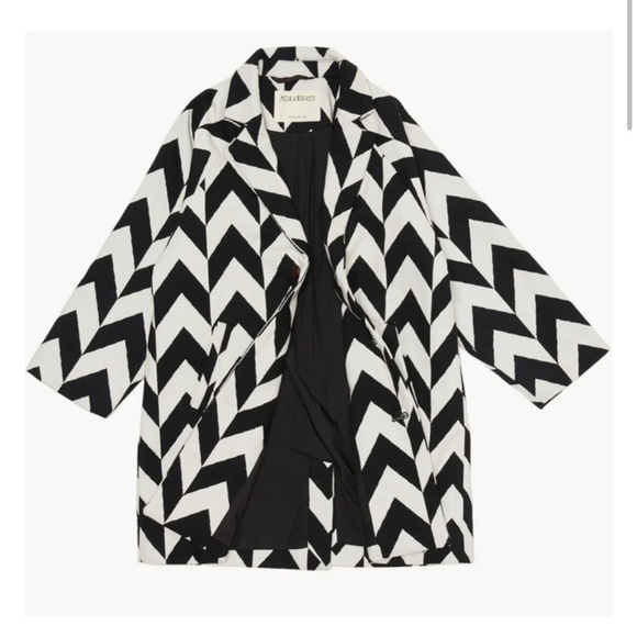 Milk and Biscuits chevron coat black and ivory size 9 10 NWT - Picture 1 of 10